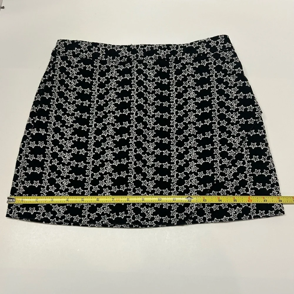 Storia Black And White Star‎ Pattern A-Line Lined Mini Skirt Women’s Size S